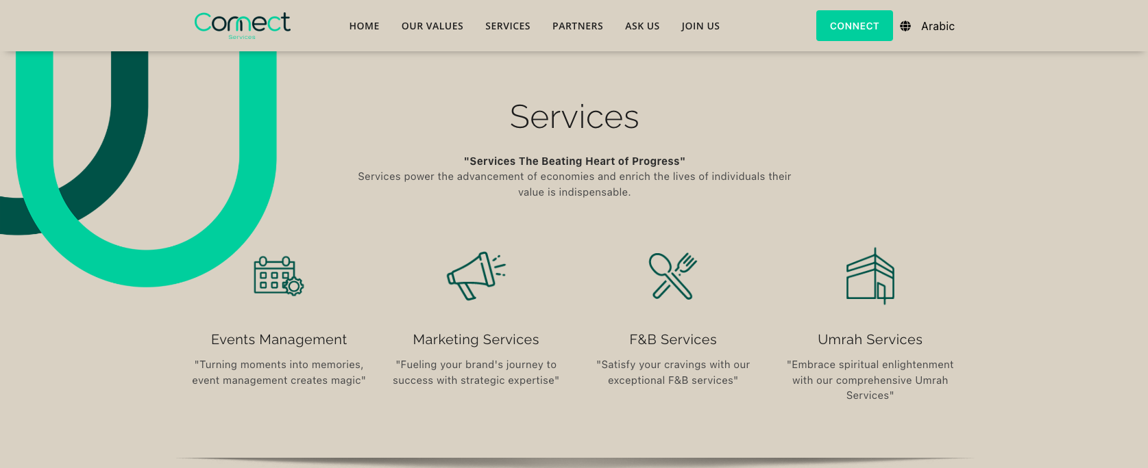 Connect Services About and Team Page